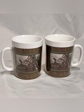 Vintage Thermo-Serv Mallard Duck Mugs Set of 2 Wildlife